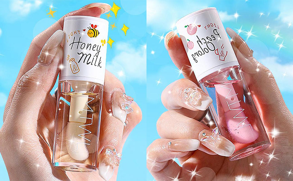 AOGALIANI Moisturizing Lip Oil Collection – Honey Milk & Peach Oolong